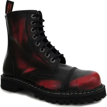 Moto obuv boty kožené KMM 8 dírkové černé/červená Velikost: 36