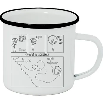 Hrnek malý bílý s potiskem PG Plecháček - stvoření paraglidingu