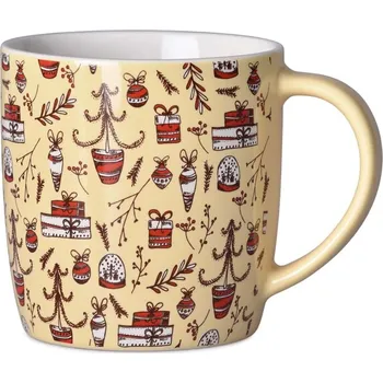 Hrnek keramický 380ml Christmas Glory v krabičce, červená, krémová, černá 373 gram