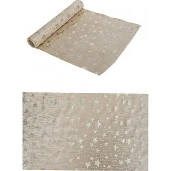 Party dekorace CHAKS ŠERPA stolová Velur béžový s hvězdami 28 cmx 3 m
