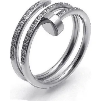 Prsten Šperky4U Ocelový prsten se zirkony - velikost 52 - OPR1885-52