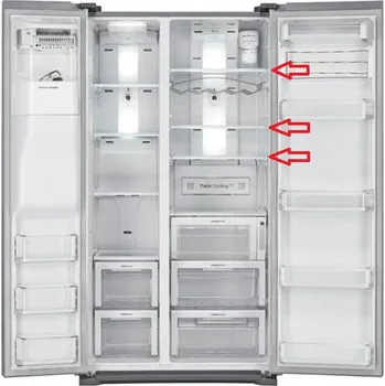 Kuchyňský spotřebič Samsung DA97-06102B 1., 2. nebo 3. police skleněná z vrchu v pravé části chladničky pro americkou l