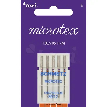 Nástroj na niť a příze Jehly na mikrovlákno TEXI MICROTEX 130/705 H-M 5x80