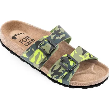 Dámské pantofle FORcare zdravotní obuv 203035 zelená potisk maskáč, Velikost 42