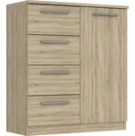 Komoda 1 dveře + 4 zásuvky SURREY dub Sonoma