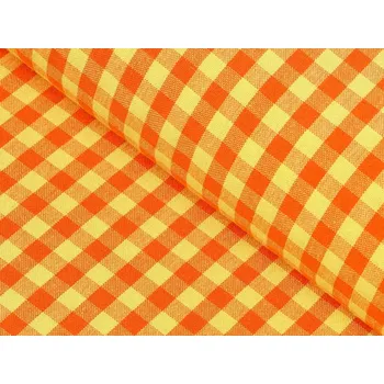 Bavlněná látka Olivia OL-006 Oranžovo-žlutá kostka malá - šířka 150 cm
