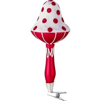 Vánoční dekorace Skleněná houba červená s puntíky