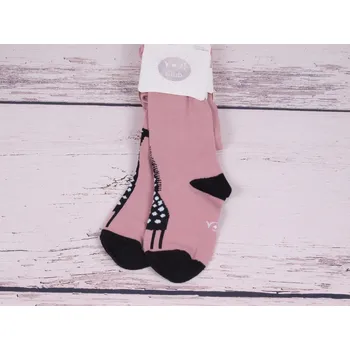 Dívčí oblečení Punčocháčky punčocháče punčošky YO RA03 pudrově růžové s žirafou velikost oblečení - děti: 140/146