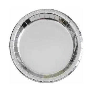 Party dekorace TALÍŘE STŘÍBRNÉ 17,5cm - 8 ks