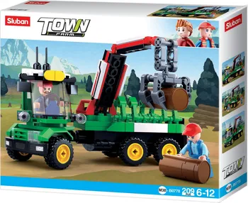 Stavebnice Sluban Sluban Town Farm M38-B0778 traktor s přívěsem na klády