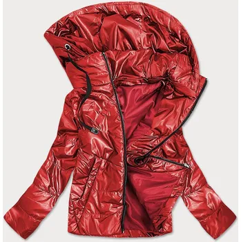 Červená lesklá dámská bunda s kapucí (B9575) odstíny červené 50