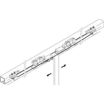 Interiérové dveře Synchronní posuv pro dvojdílné posuvné dřevěné dveře sada pro dvojdílné dveře