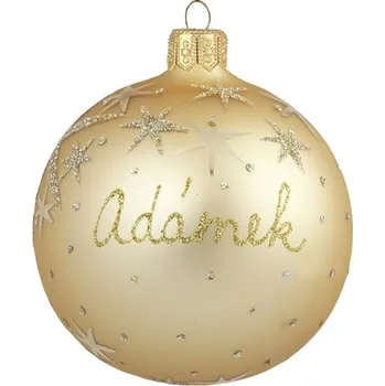 GLASSOR Skleněná vánoční koule se jménem zlatá
