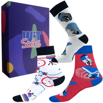 Pánské ponožky Dárkový set - Ponožky Hokej mix vysoké - velikost 43-46 (Velikost 43-46)