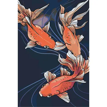 Malování podle čísel - Zlaté rybky Velikost: 40x60cm, Rámování: Pouze srolované plátno