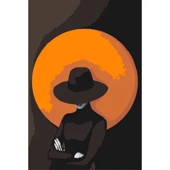 Malování podle čísel - Tajemná žena v klobouku Velikost: 40x60cm, Rámování: Pouze srolované plátno