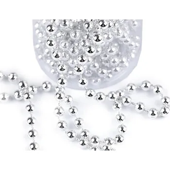 Vánoční ozdoba Stoklasa 160502 perličkový vánoční řetěz 2,5 m stříbrný