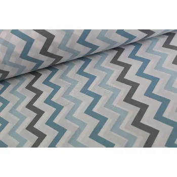 Chevron modro-šedý - bavlněné plátno, šíře 240cm