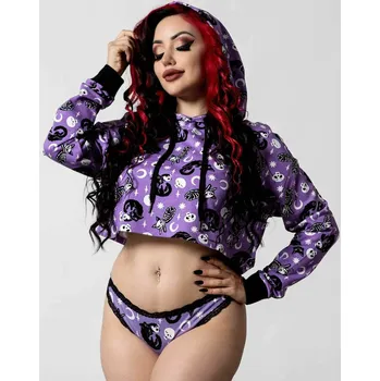 Dámská mikina mikina s kapucí dámské - Purr Off Cropped - KILLSTAR - KSRA004582