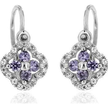 Náušnice Zlatnictví U Kostela Dětské náušnice s fialovými kamínky 613FB 562866247