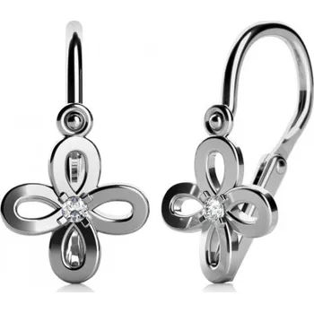 Náušnice Couple, Moderní dětské náušnice Floret, bílé zlato a zirkon, 585-68-3-0535.1B00.0.00.001.14