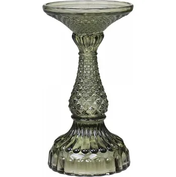 Svícen Zelený skleněný svícen Diamond - Ø 9*17 cm