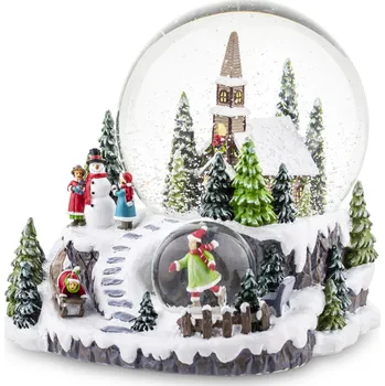 Vánoce Sněhová koule - Kostel 16 x 16 x 15 cm bílá