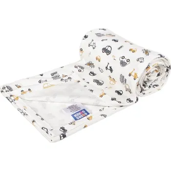 Dětská deka Kaarsgaren Letní deka 70x100cm bavlna smetanová autíčka