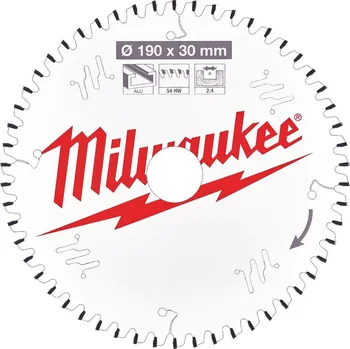 Pilový kotouč Kotouč pro okružní pilu Milwaukee CSB P Alu190 x 30 x 2.4 x 54TF neg 4932471303