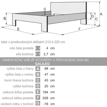 Postel Dřevěná postel GALILEO z bukového, jasanového nebo dubového masivu výrobce světspánku.cz. Dostupná ve všech rozměrech, včetně atypických. 200x90, olej Ořech, jádrový buk