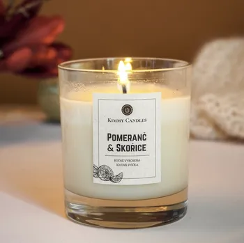 Svíčka Kimmy Candles Sójová svíčka Pomeranč a skořice 220g