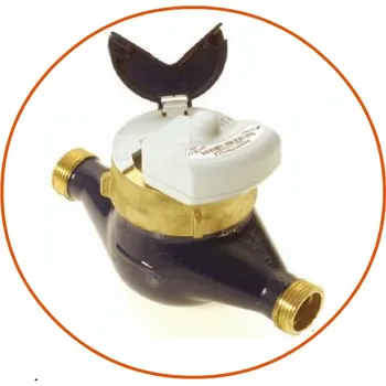 Průtokoměr Mokroběžný stoupačkový vodoměr do svislého potrubí - vzestupné proudění, SENSUS 420S 020, 50°C, Q3 _4, PN16, L105, R80, PB G1