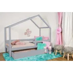 MAXIDO Dětská postel domeček Dita s přistýlkou 200x140 Šedá (Český výrobek)