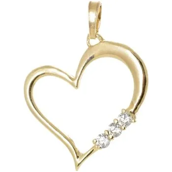 Přívěsek Stříbrný pozlacený přívěšek srdce se zirkony STRZ0762F