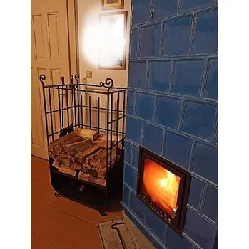Krbové nářadí Kovaný koš na dřevo, třísky + krbové nářadí 9