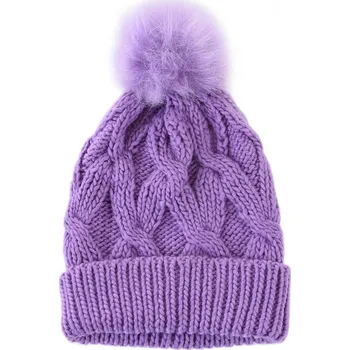 Čepice ZIMNÍ ČEPICE S BAMBULÍ Vero Moda fialová