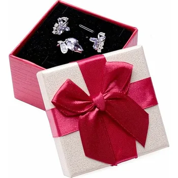 Dárková krabička Papírová dárková krabička s mašlí na prsteny a náušnice 7,4 x 7,4 cm 7,4 x 7,4 x 5,3 cm