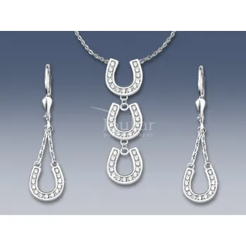 Souprava šperků stříbrná souprava tři podkovy se zirkony SWAROWSKI