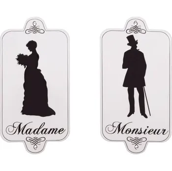 Plechová cedule Kovová cedule 16,5x33 cm Madame Monsieur – Antic Line ID_925524