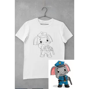 Dětské tričko vymaluj si Slon policajt Velikost: 158