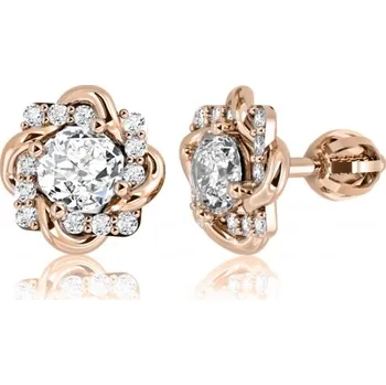 Šperk Couple, Působivé náušnice Fiore, růžové zlato se zirkony, 585-66-3-0292.4C00.0.00.001.05