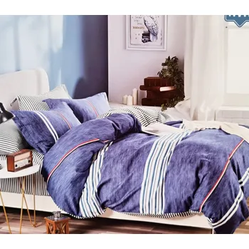 Povlečení Numberoplus Francouzské flanelové povlečení Sendia - Modrá