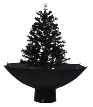 Vánoční stromek vidaXL 289931 Sněžící vánoční stromek s deštníkovým stojanem černý