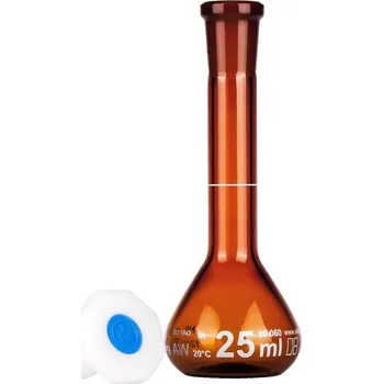 Baňka odměrná, třída přesnosti A, s NZ a PE zátkou, hnědá, Objem [ml]: 10, NZ: 10/19