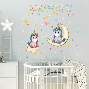 Samolepící dekorace Samolepka na zeď "Jednorožci 3" 105x82cm