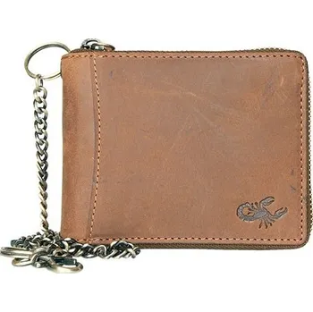 Peněženka Celokožená hnědá kožená peněženka Born to be Wild se štírem + řetěz