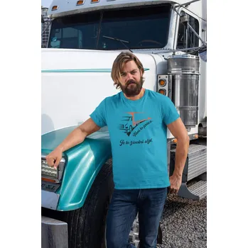 Pánská móda Pánské tričko Kamionista Barva: Tyrkysová, Velikost: 4XL