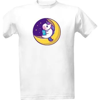 Pánské oblečení Tričko s potiskem Jednorožec měsíc pánské