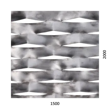 Plech tahokov kosočtvercová oka 114 x 53 mm, můstek 24 mm, Fe - 1500 x 2000 x 1,5 mm, bez povrchové úpravy