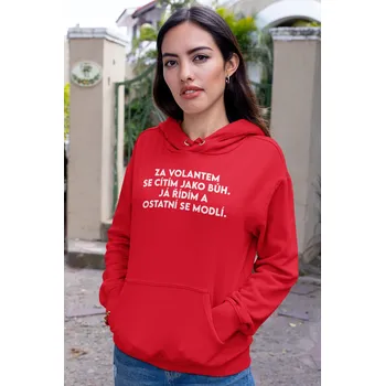 Dámská mikina Dámská mikina Řídím jako bůh Barva: Červená, Velikost: S